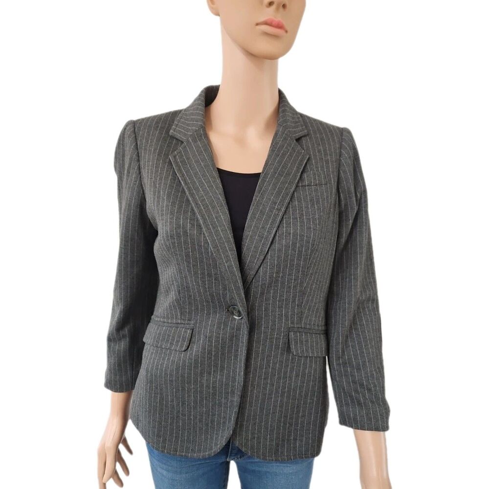 The Limited Gray Open-Front Tailored Suit Blazer Jacket Sz S